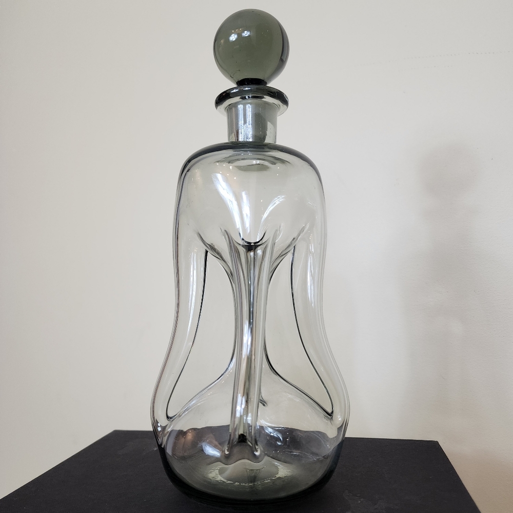 Vintage Holmegaard Kluk Kluk Pinched Decanter Glass Bottle MCM Collectible